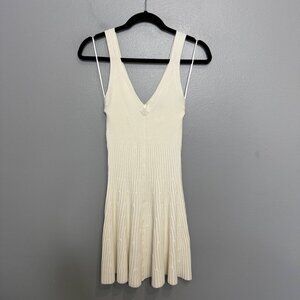 EXPRESS rib knit sweater tank dress in white size S